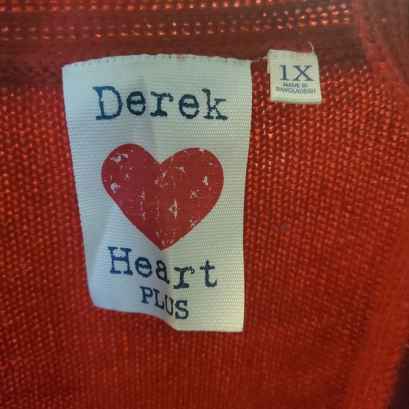 Red Faux Wrap Sweater with Button detail - Picture 4 of 4